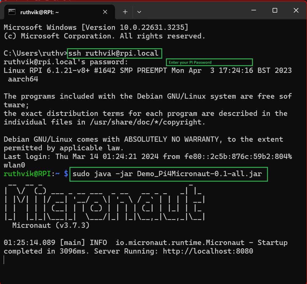 SSH to Pi And Run Jar File